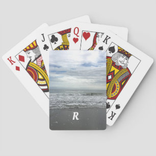 Ocean Sea Waves Water Beach Monogrammed Initial Playing Cards
