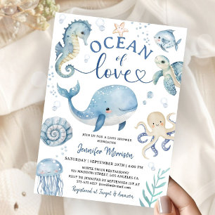 Ocean Sea Whale Baby Shower Invitation Boy