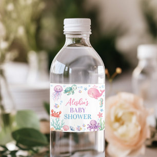 Ocean Sea You Soon Baby Shower Water Bottle Label