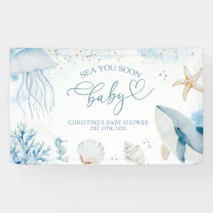 Ocean Sea You Soon Summer Baby Shower Large Banner