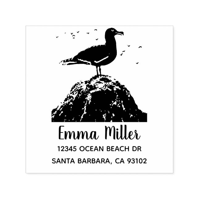 Ocean Seagull Custom Name Return Address Self-inking Stamp (Design)