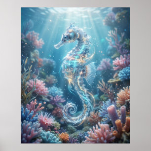 Ocean Seahorse Coral Drift Poster