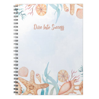 Ocean Seashell Dive Into Success Motivational Spir Notebook