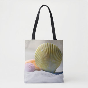 Ocean Seashell on Coastal Beach Design Tote Bag