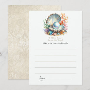 Ocean & Seashell Theme Little Pearl Baby Shower Advice Card