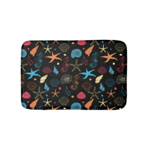 Ocean Seashells Seahorses & Starfish Sea Life Bath Mat