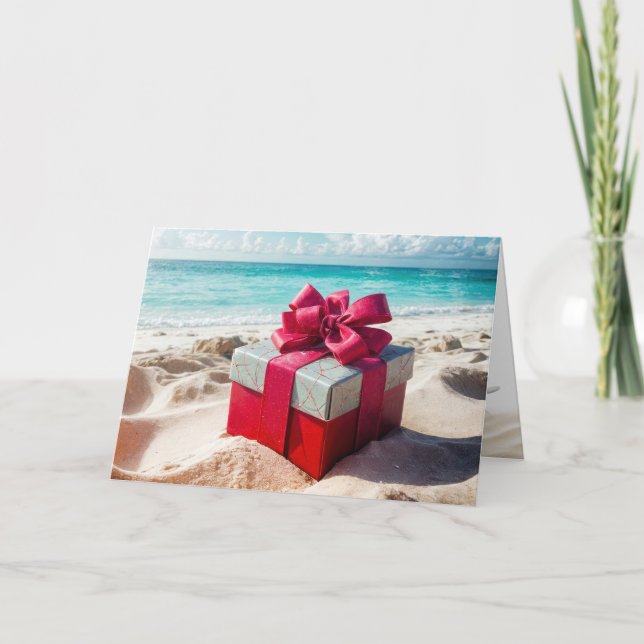 Ocean Seashore Christmas Gift Holiday Card (Front)