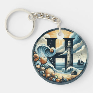 Ocean Seashore Phare Voilier Monogramme H