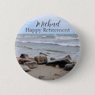 Ocean Seaside Beach Photo Special Message and Name 2 Inch Round Button