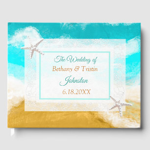 Ocean Seaside Coastal Starfish Wedding Guest Book