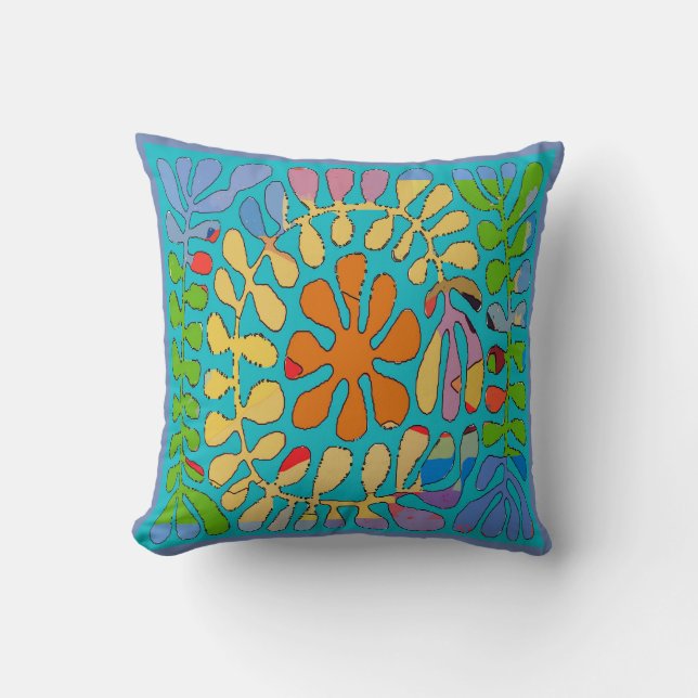 Ocean Seaweed Throw Pillow (Front)