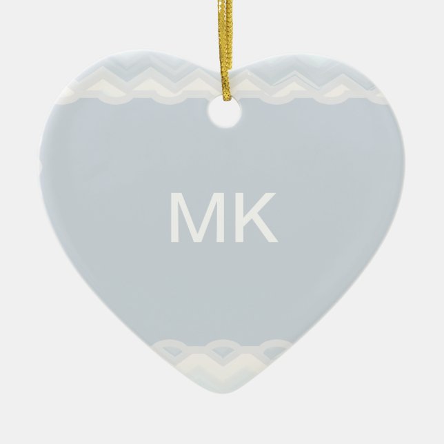 Ocean Shades Watercolor Chevron Ceramic Ornament (Front)