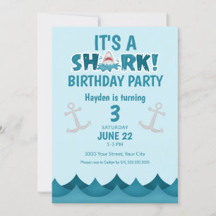 Ocean Shark 3e anniversaire Invitation