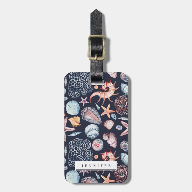 Ocean Shells Luggage Tag (Front Vertical)