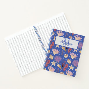 Ocean Shells Sea Urchins Beachcombers Monogrammed Notebook