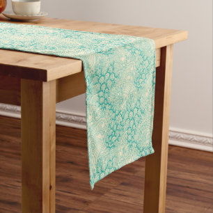 Ocean Shells Sea Waves Abstract Vintage Pattern Medium Table Runner