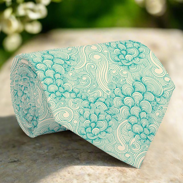 Ocean Shells Sea Waves Abstract Vintage Pattern Tie (Creator Uploaded)