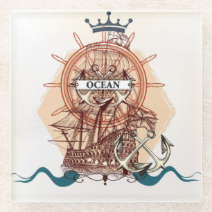 Ocean/Ship Glass Coaster