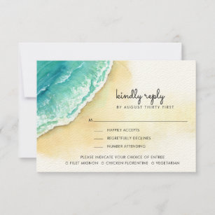 Ocean Shore   Beach   Kindly Reply   Meal Options  RSVP Card