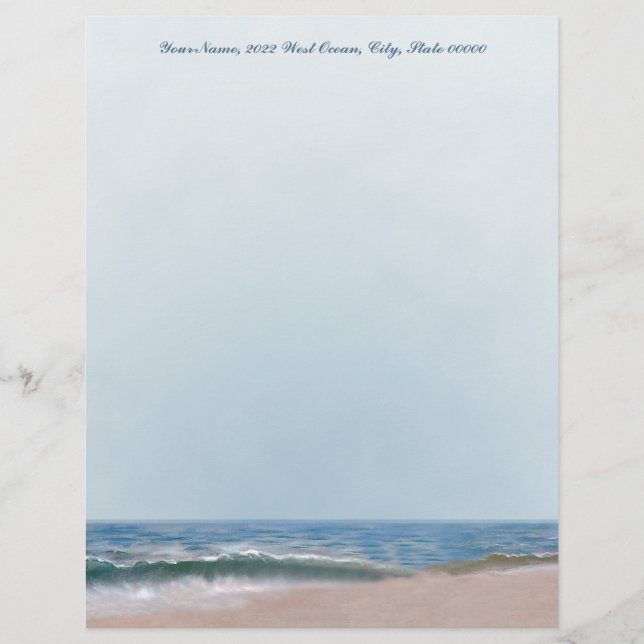 Ocean Shore Beach Letterhead Stationery (Front)
