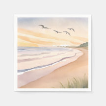 Ocean Shore | Bright Airy Watercolor Painting