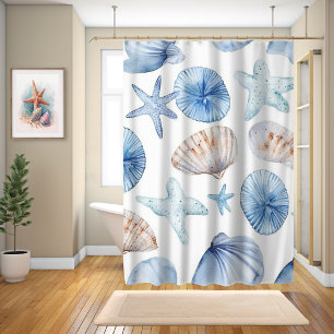 Ocean Shore Seashell Shower Curtain