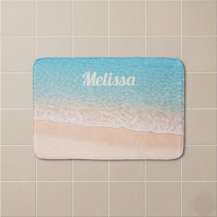 Ocean Shoreline Custom Name Bath Mat
