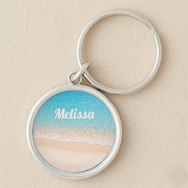 Ocean Shoreline Custom Name Keychain (Creator Uploaded)