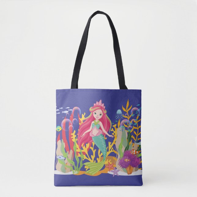 Ocean Siren: Long Red Hair Tote Bag (Front)