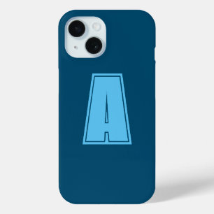 Ocean & Sky Blue Initial Monogram Calligraphy Chic iPhone 15 Case