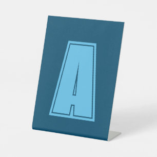 Ocean & Sky Blue Initial Monogram Calligraphy Chic Pedestal Sign