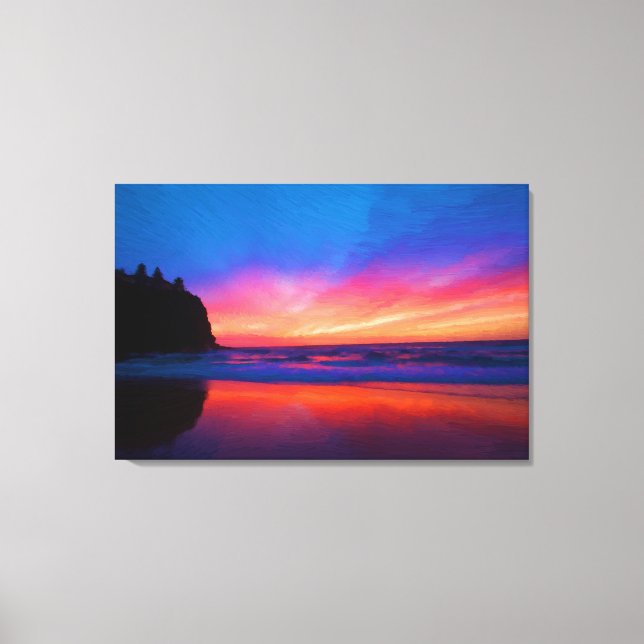 Ocean Sky Scape Oil Painting Print Wrapped (Front)