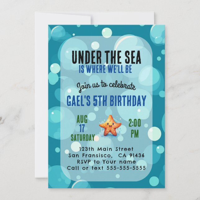 Océan Sous La Mer Invitation Anniversaire (Devant)