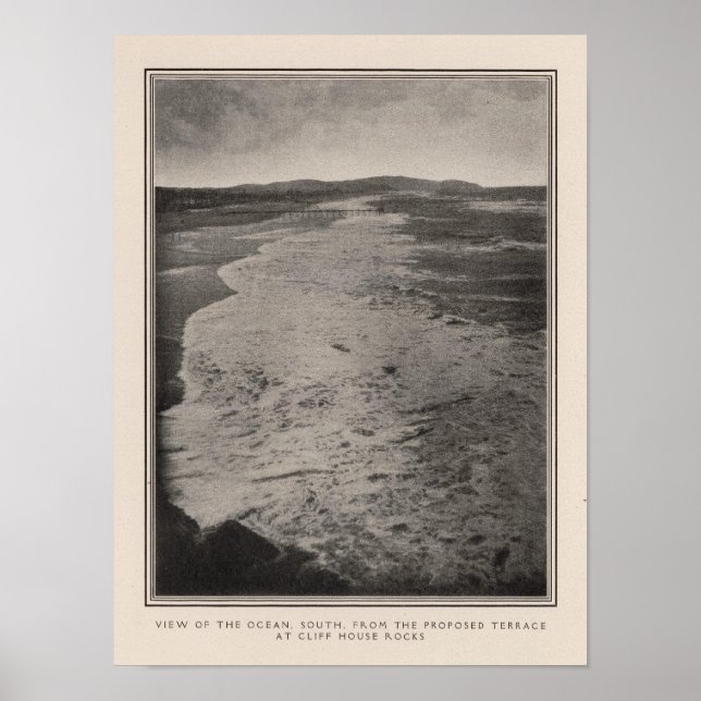 Ocean south from Cliff House Rocks Poster (Front)