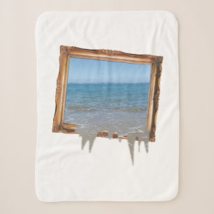 Ocean Spilling Out of Picture Frame Sherpa Blanket