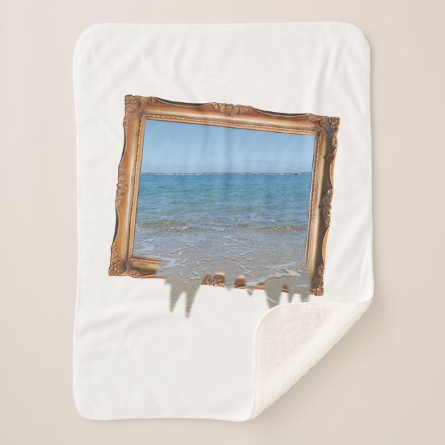 Ocean Spilling Out of Picture Frame Sherpa Blanket (Front)
