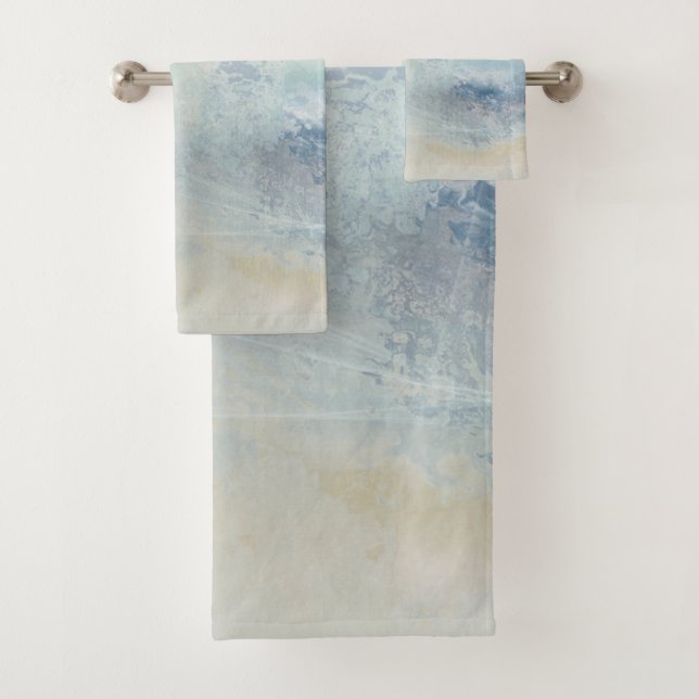 Ocean Splash In A Misty Golden Sunset Bath Towel Set (Insitu)