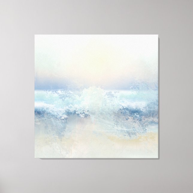 Ocean Splash In A Misty Golden Sunset Canvas Print (Front)