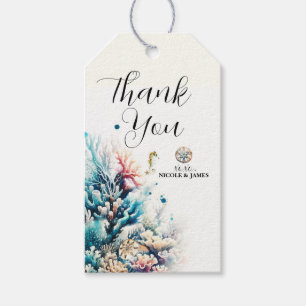 Ocean Splash Sea Coral Watercolor Wedding Gift Tags