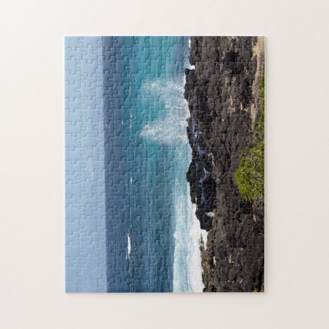 Ocean Splashing Against the Rocky Shore Puzzle (Vertical)