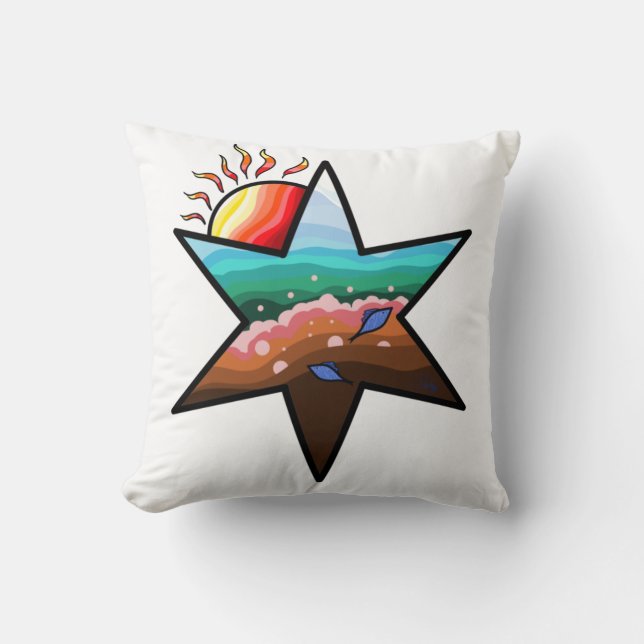 Ocean Star Sunset Throw Pillow (Front)