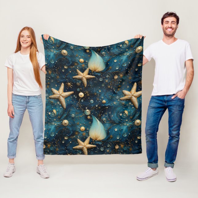 Ocean Starfish Pattern Fleece Blanket (In Situ)