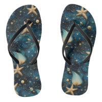 Ocean Starfish Pattern Pair of Flip Flops