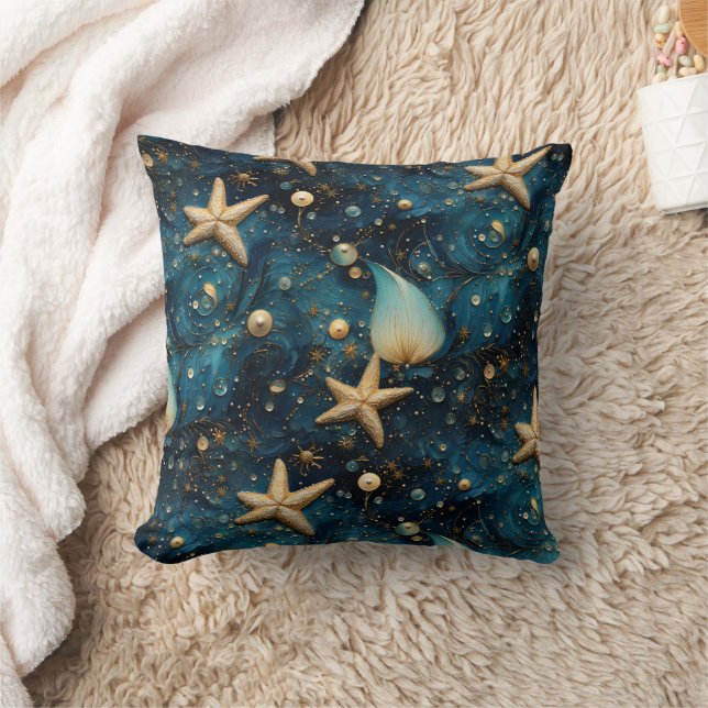 Ocean Starfish Pattern Throw Pillow (Blanket)