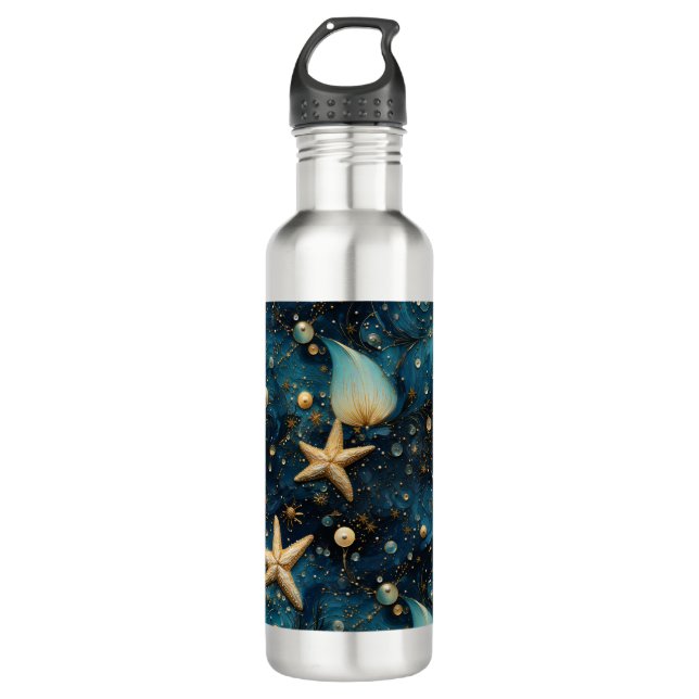 Ocean Starfish Pattern Water Bottle (Front)