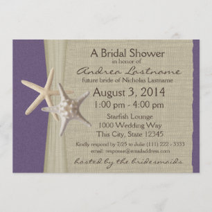 Ocean Starfish Purple Bridal Shower Invitation