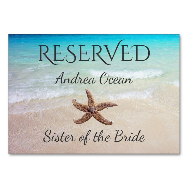 Ocean Starfish Reserved Wedding Seating Table Number (Front)