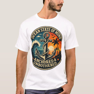 Ocean State of Mind Anchor Vintage Sunset Wave Nau T-Shirt