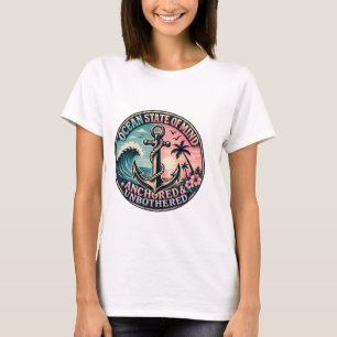 Ocean State of Mind Anchor Vintage Sunset Wave Nau T-Shirt