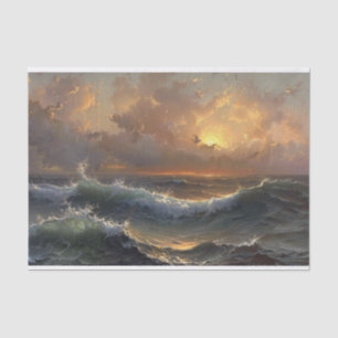 Ocean Storm Moody Landscape Painting Decoupage Tissue Paper